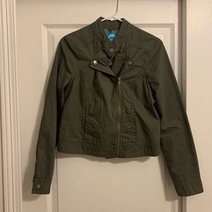 Olive Green Military Style Utility Jacket